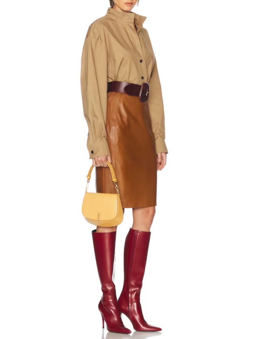 SAINT LAURENT Mustard Yellow Leather Crossbody Bag - Picture 2 of 16